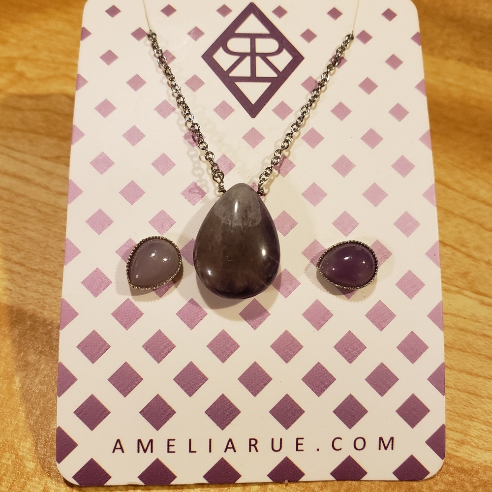Amelia Rue Amethyst earring and necklace set